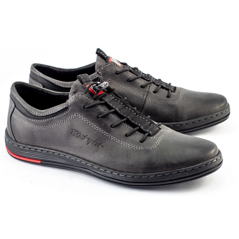 Polbut Chaussures casual en cuir pour hommes K23 gris 1