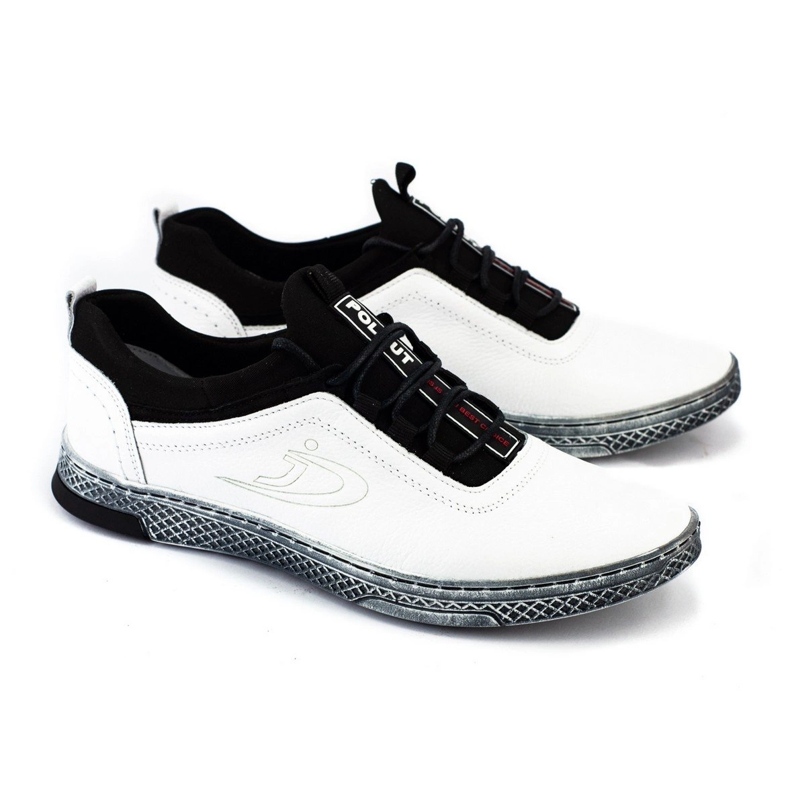 Polbut Chaussures casual en cuir pour hommes K24 blanc 1