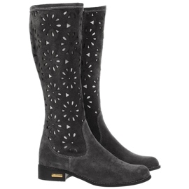 Olivier Boots ajourées femme gris foncé 1