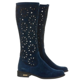 Olivier Bottines ajourées femme bleu marine 1