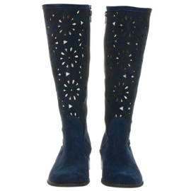 Olivier Bottines ajourées femme bleu marine 2