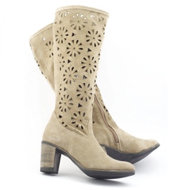 Olivier Bottines à talons ajourées beiges 4
