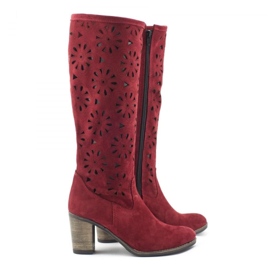 Olivier Bottines ajourées à talons bordeaux rouge 2