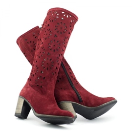 Olivier Bottines ajourées à talons bordeaux rouge 4