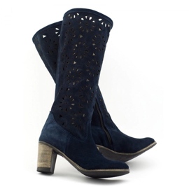 Olivier Bottines à talons ajourées bleu marine 4