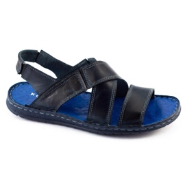 KOMODO Sandales cuir homme 882K bleu marine foncé 2