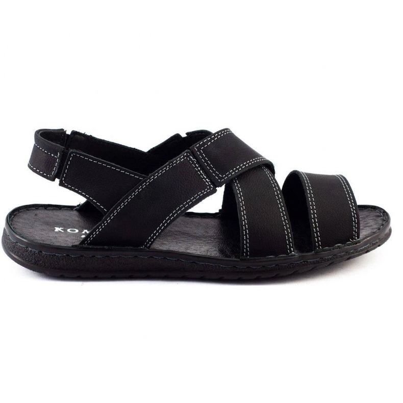KOMODO Sandales en cuir pour hommes noires 882K 1