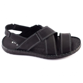 KOMODO Sandales en cuir pour hommes noires 882K le noir 2
