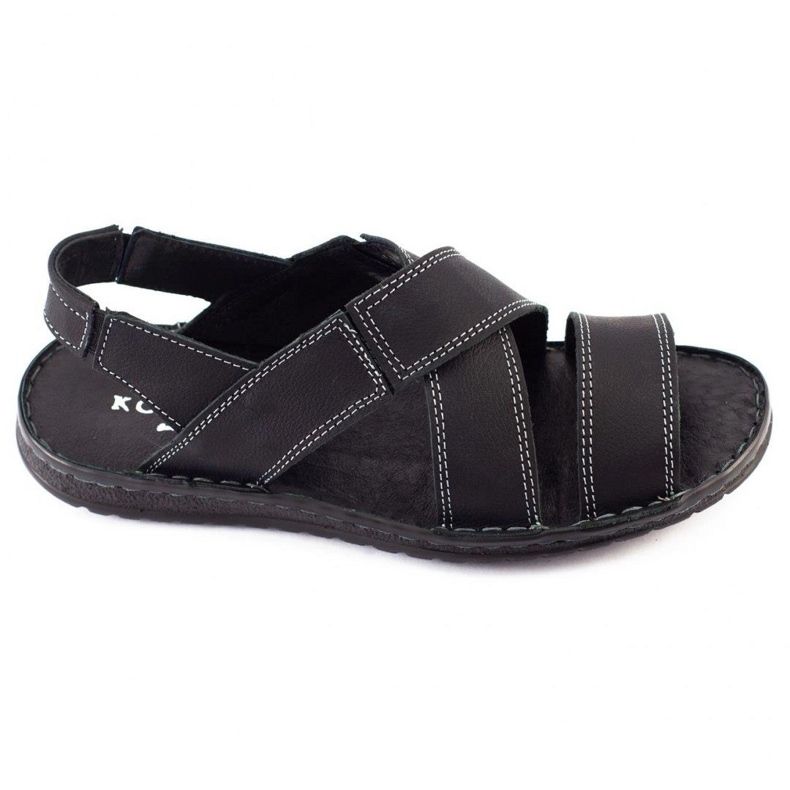 KOMODO Sandales en cuir pour hommes noires 882K le noir 2