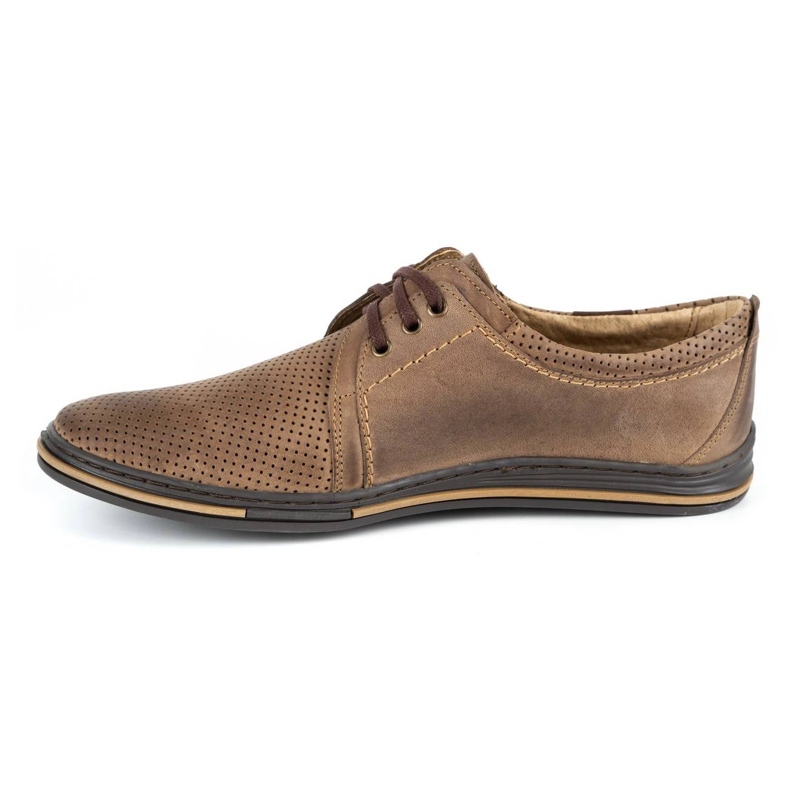 Polbut Chaussures pour hommes en cuir 343 perforation marron brun 1