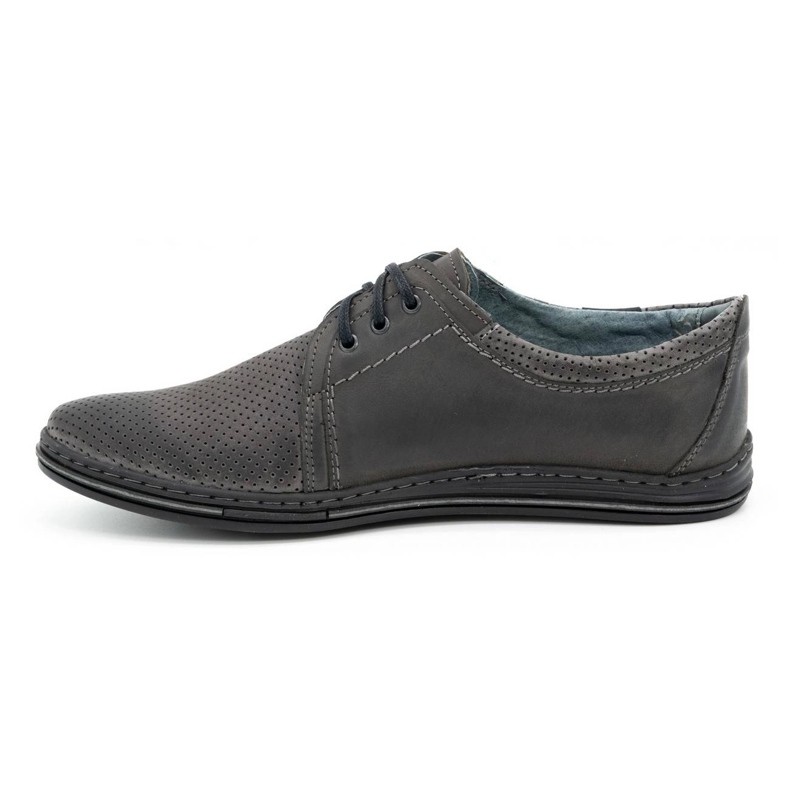 Polbut Chaussures en cuir pour hommes 343, perforation grise 1