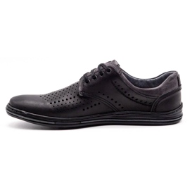 Polbut Chaussures en cuir pour hommes 402 été noir avec gris multicolore 2 Polbut Chaussures en cuir pour hommes 402 été noir avec gris multicolore 2