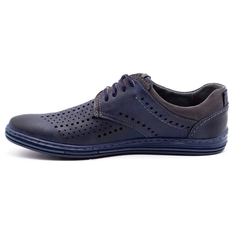 Polbut Chaussures en cuir pour hommes 402 été bleu marine avec gris 2