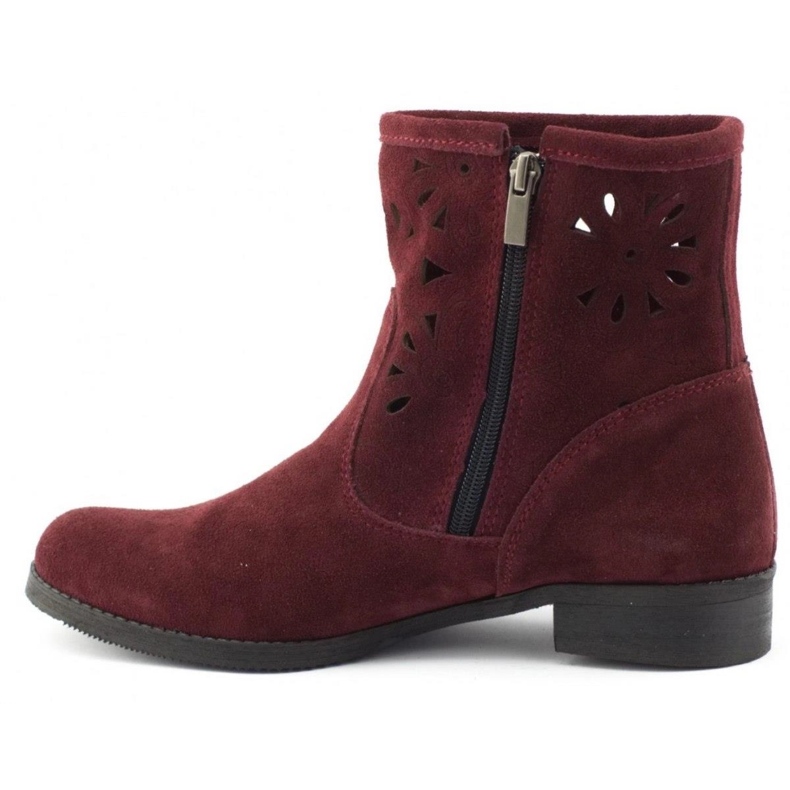 Olivier Confortables bottines ajourées bordeaux Alice rouge 1