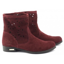 Olivier Confortables bottines ajourées bordeaux Alice rouge 2