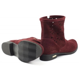 Olivier Confortables bottines ajourées bordeaux Alice rouge 3