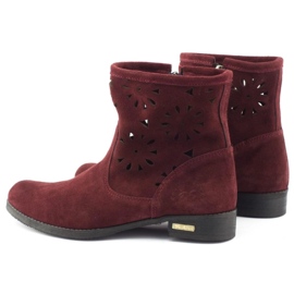 Olivier Confortables bottines ajourées bordeaux Alice rouge 4