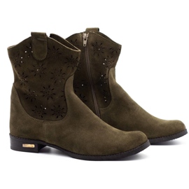 Olivier Confortables bottes ajourées vertes Janet 2