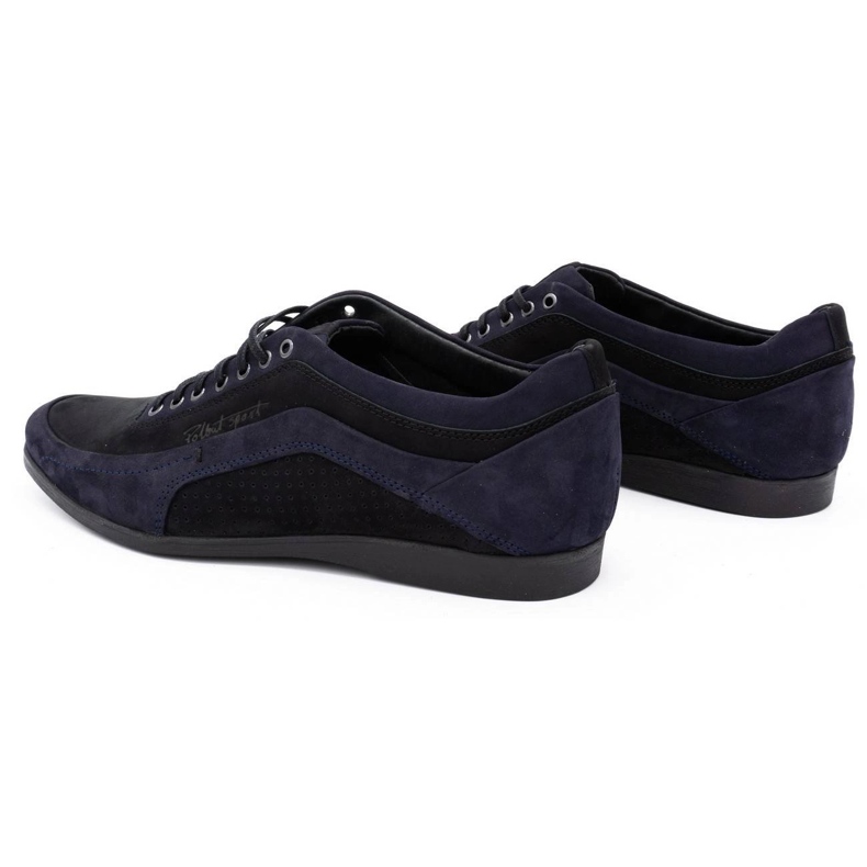 Polbut Chaussures casual homme 2101P nubuck bleu marine avec noir 1