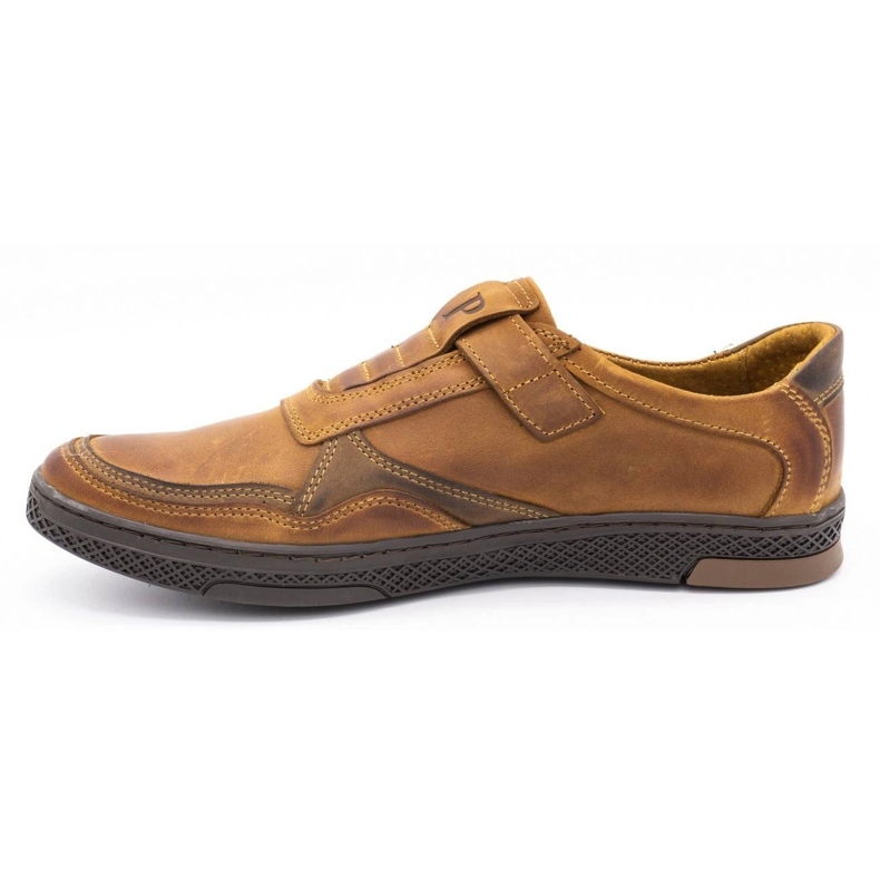 Polbut Chaussures casual en cuir pour hommes 2102 camel brun 1