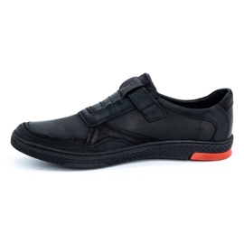 Polbut Chaussures décontractées en cuir pour hommes 2102 noir avec rouge 1