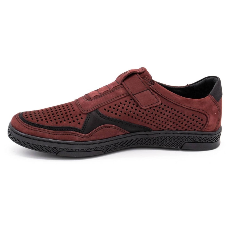 Polbut Chaussures casual homme en cuir 2102L bordeaux rouge 1