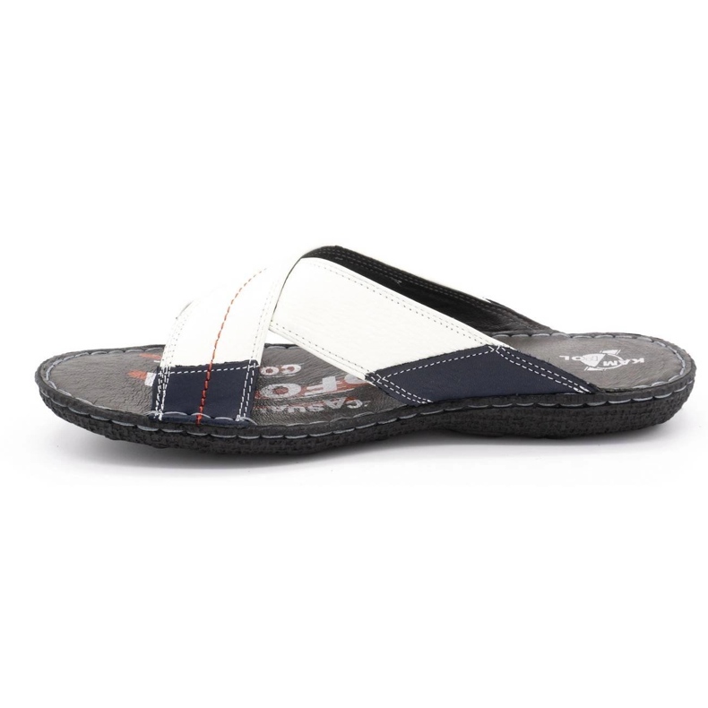 Kampol Chaussons cuir homme 200/B blanc 1