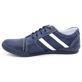Polbut Chaussures casual homme R3 Perforation Bleu marine avec blanc 1
