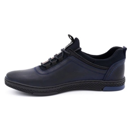 Polbut Chaussures décontractées en cuir pour hommes K24 bleu marine foncé 1 Polbut Chaussures décontractées en cuir pour hommes K24 bleu marine foncé 1