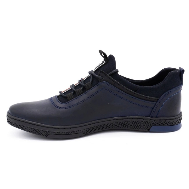 Polbut Chaussures décontractées en cuir pour hommes K24 bleu marine foncé 1