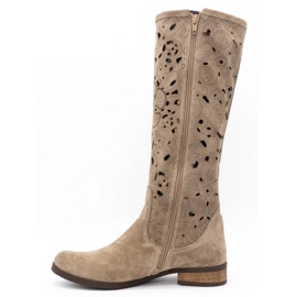 Olivier Bottines ajourées femme Fleurs beige foncé 1