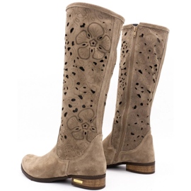 Olivier Bottines ajourées femme Fleurs beige foncé 4