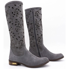Olivier Bottines ajourées femme Fleurs gris foncé 2