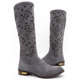 Olivier Bottines ajourées femme Fleurs gris foncé 3
