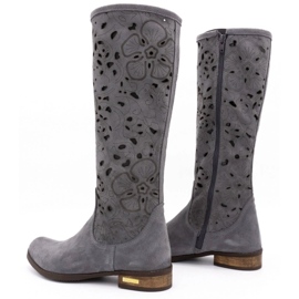 Olivier Bottines ajourées femme Fleurs gris foncé 4
