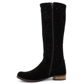 Olivier Bottines ajourées femme Fleurs noires le noir 1