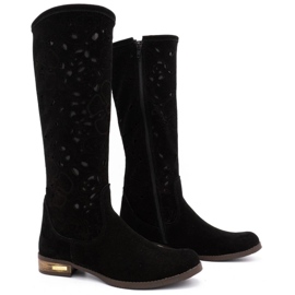 Olivier Bottines ajourées femme Fleurs noires le noir 2