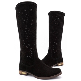 Olivier Bottines ajourées femme Fleurs noires le noir 3