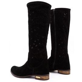 Olivier Bottines ajourées femme Fleurs noires le noir 4