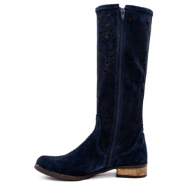 Olivier Bottines ajourées femme Fleurs bleu marine 1