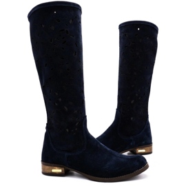 Olivier Bottines ajourées femme Fleurs bleu marine 3