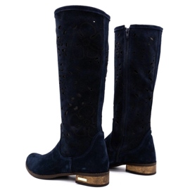 Olivier Bottines ajourées femme Fleurs bleu marine 4