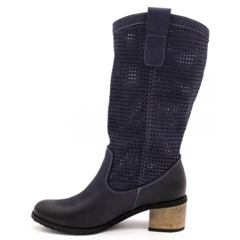 Olivier Boots ajourées femme D44 bleu marine 1