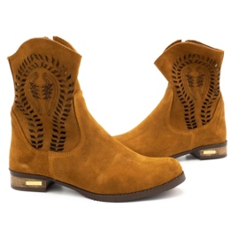 Olivier Bottines ajourées Cassie rouge femme brun 3