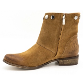 Exousite Bottines femme en cuir à clous 1198 camel brun multicolore 1