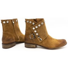 Exousite Bottines femme en cuir à clous 1198 camel brun multicolore 4