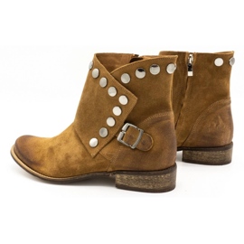 Exousite Bottines femme en cuir à clous 1198 camel brun multicolore 6