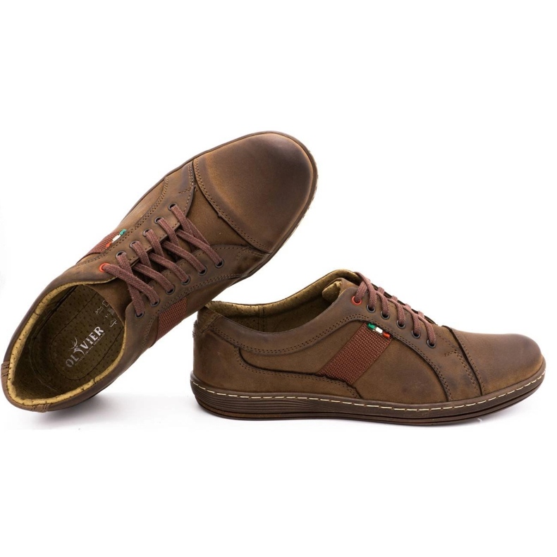 Olivier Chaussures casual en cuir pour hommes 238GT marron brun 2