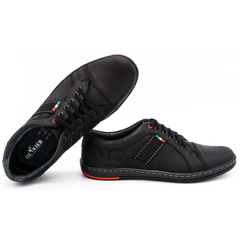Olivier Chaussures casual en cuir pour hommes 238GT noir 2
