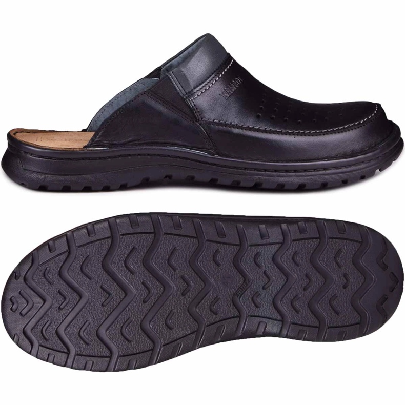 Chaussons en cuir pour hommes 219 Kampol noir 1
